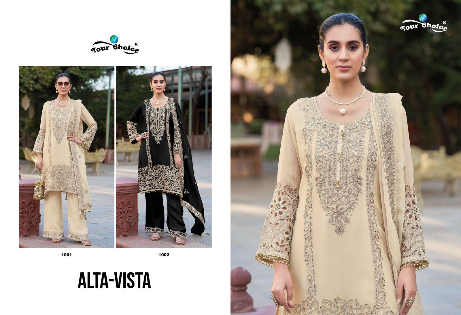 Alta~Vista BY Your choice 1001 To Beautiful Festive Suits Colorful Stylish Fancy Casual Wear & Ethnic Wear Chinnon Dresses At Wholesale Price1002